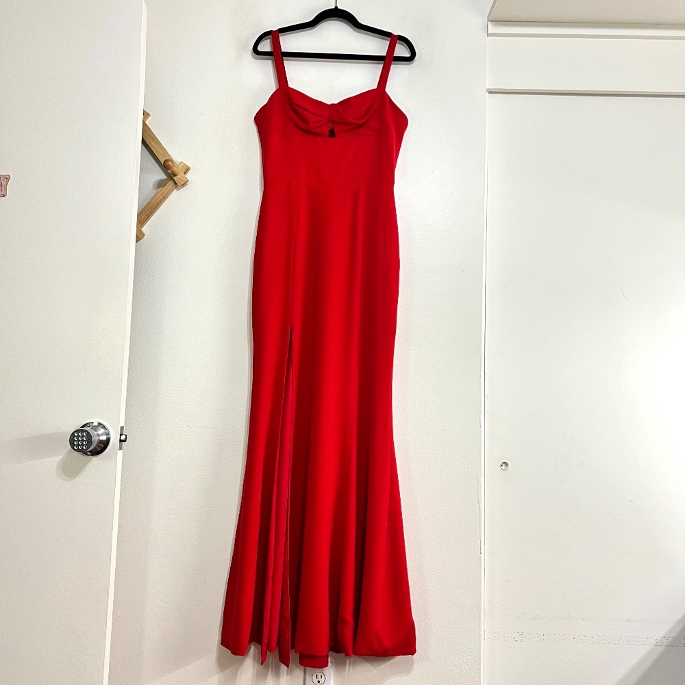 NWOT Dress The Population Brooke Twisted Front Hi Slit Gown, Medium - Picture 3 of 12